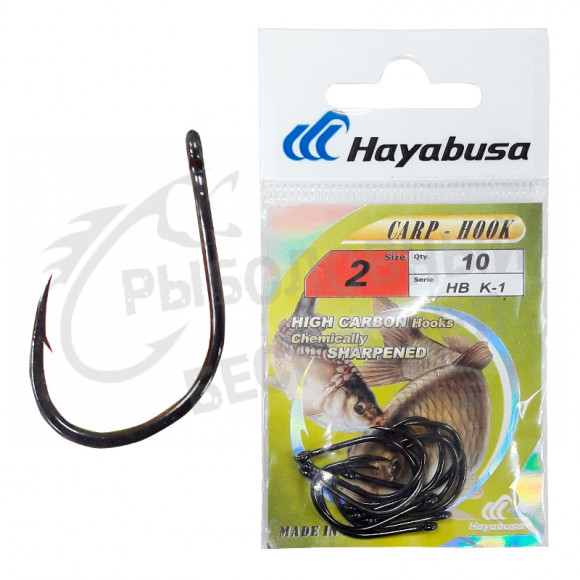 Крючки Hayabusa CARP HOOK HB K-1 #2 черный никель