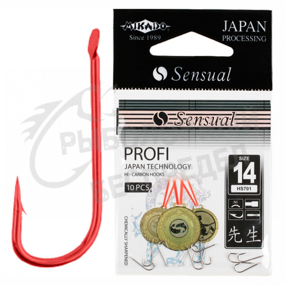 Крючки Mikado SENSUAL - PROFI № 16 RED (с лопаткой) ( 10 шт.)