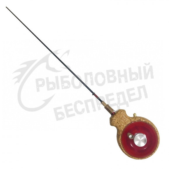 Удочка зимняя балалайка с кнопкой ручная работа Денисов d-45mm красная