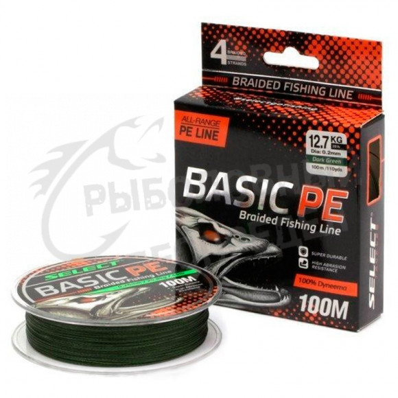 Шнур Select Basic PE 100m Dark Green 0.14mm 6.8kg