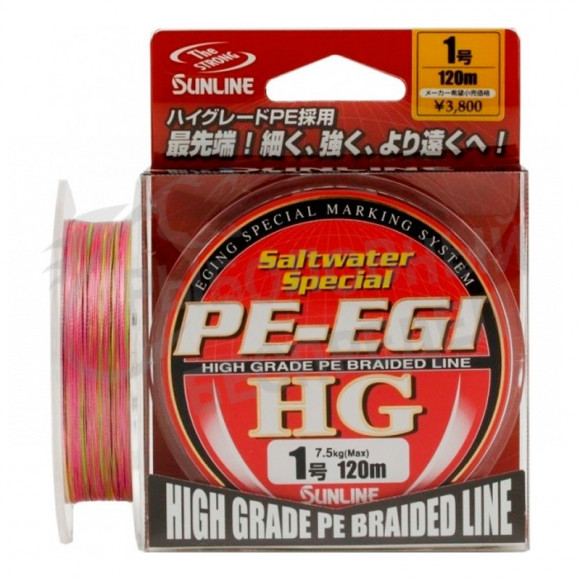 Плетёный шнур Sunline PE EGI HG 120m 0.8mm 5.6kg