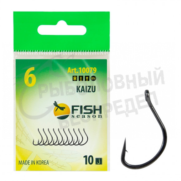 Крючок Fish Season KAIZU №12 с ушком, покрытие BN (10 шт)