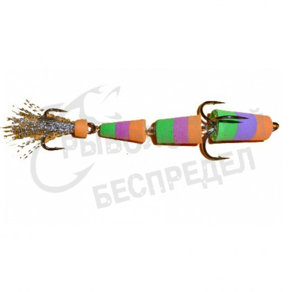 Приманка Мандула "Флажок" XXL Fish Модель 15 цв. Оранжево-Фиолетово-Зеленая