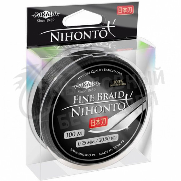 Плетеный шнур Mikado NIHONTO FINE BRAID 0,28 black (100 м) - 23,40 кг