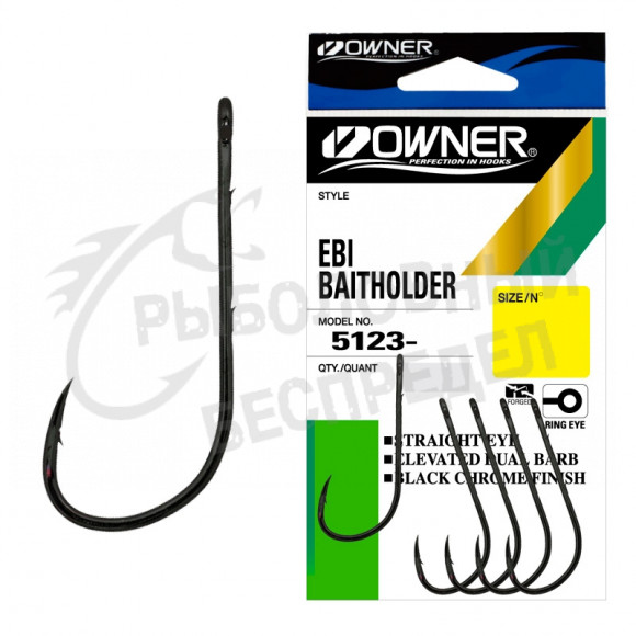 Одинарный крючок OWNER Ebi Baitholder Hook 5123-1-0