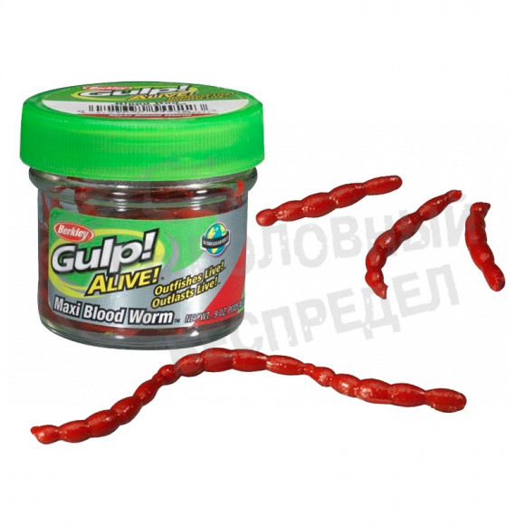 Приманка силиконовая Berkley Gulp! Alive Maxi Blood Worm, 60г, Red, art.1236977