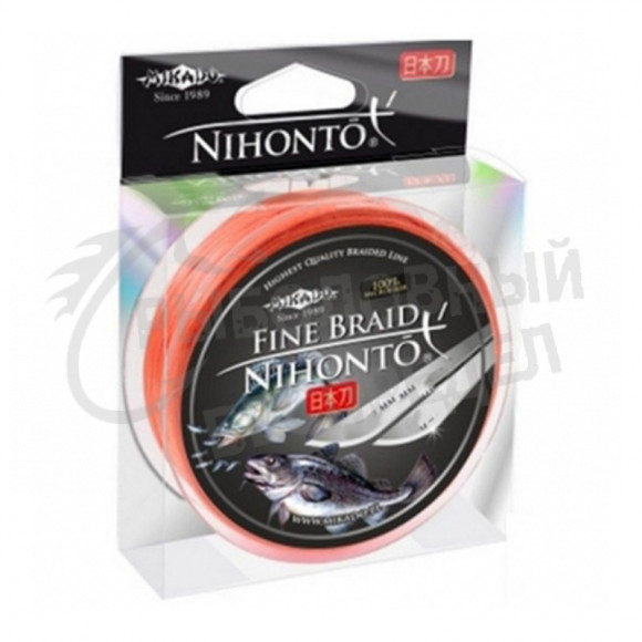 Плетеный шнур Mikado NIHONTO FINE BRAID 0,08 orange (150 м) - 4,95 кг