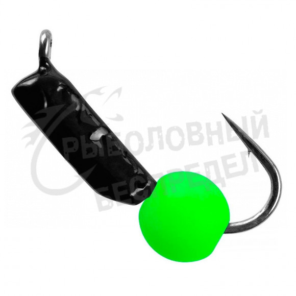 Мормышка Гвоздешарик черный, шарик ядреный глаз зеленый Premier Fishing