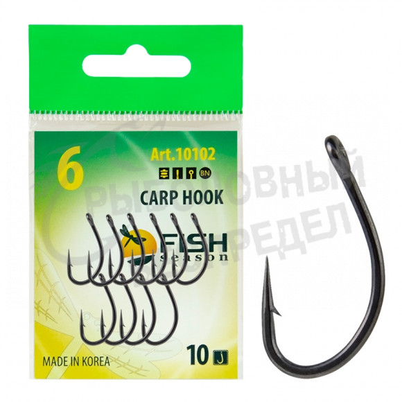Крючок Fish Season Carp Hook №6, покрытие BN 10шт-уп 10102-06F