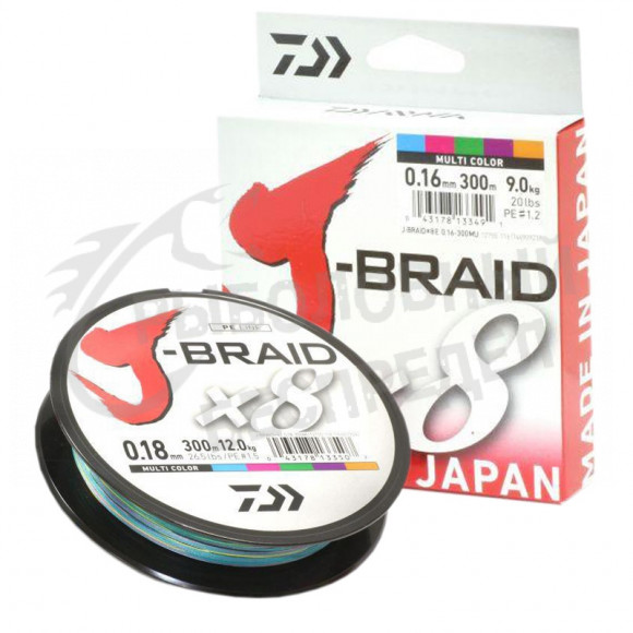 Шнур Daiwa J-Braid X8 Multicolor 0.24мм 300м