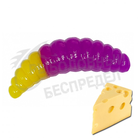 Мягкая приманка Neon 68 Trout Maggot 1.3'' фиолет - желтый сыр