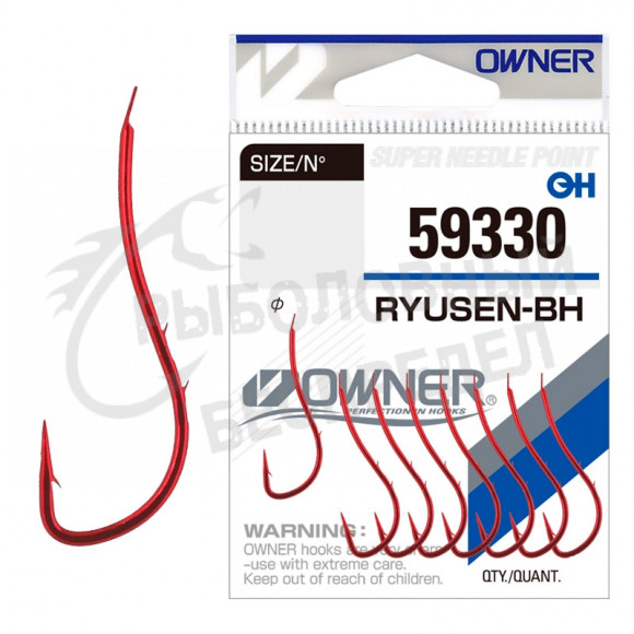 Одинарный крючок Owner Ryusen-BH (RED) 59330-05