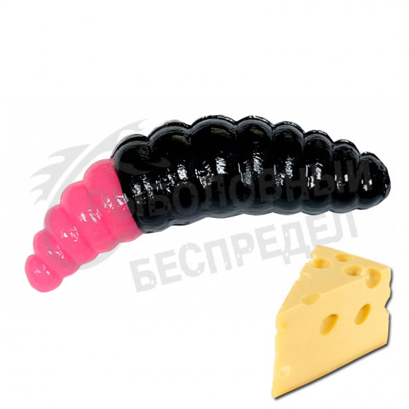 Мягкая приманка Neon 68 Trout Maggot 1.3'' черный- розовый сыр