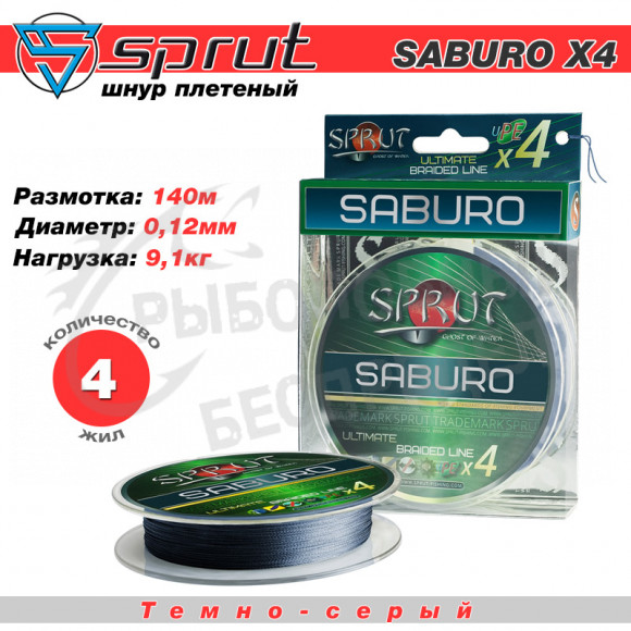 Шнур "Sprut" Saburo Soft Ultimate Braided Line x4 (140m-Space Gray-0,12mm-9,1kg)