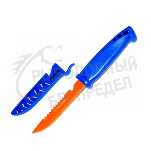 Нож Gambler Evolution Bait Knife-Utility Knife 4" #Blue Handle Orange Blade