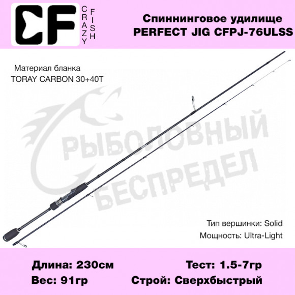 Спиннинг Crazy Fish Perfect JIG CFPJ-76-UL-SS