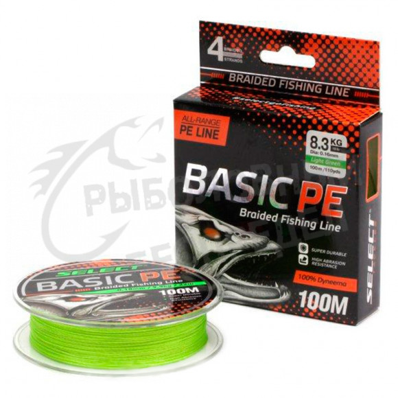 Шнур Select Basic PE 100m Light Green 0.18mm 9.9kg