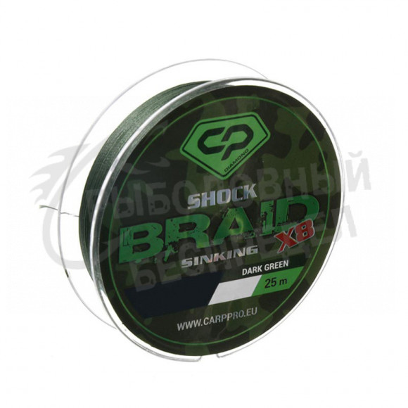Шок-лидер Carp Pro Shock Braid PE X8 зеленый 25lb 25м (CP1625-8-25)