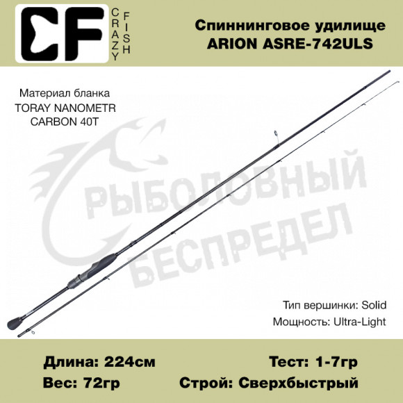 Спиннинг Crazy Fish Arion ASRE742ULS