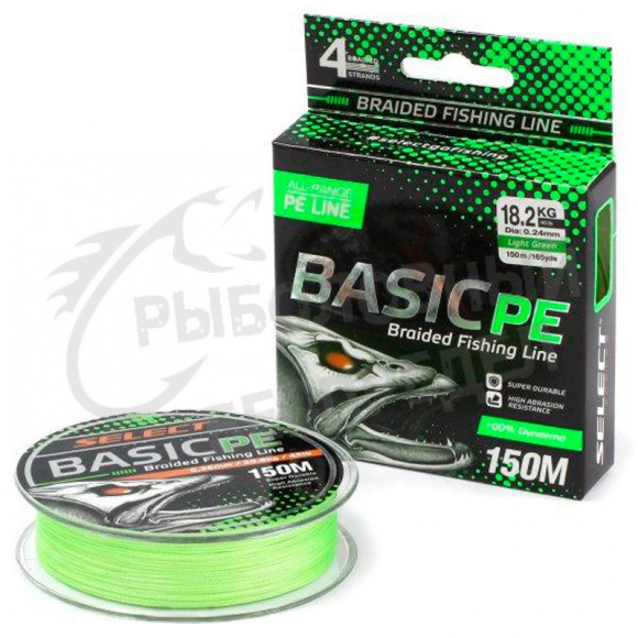 Шнур Select Basic PE 150m Light Green 0.18mm 9.9kg