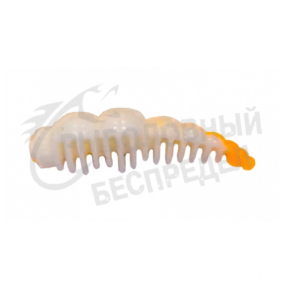 Силиконовая приманка Boroda Baits Super Soft Larva XL DC 40mm 1.8g белый-оранжевый сыр (8шт-уп)