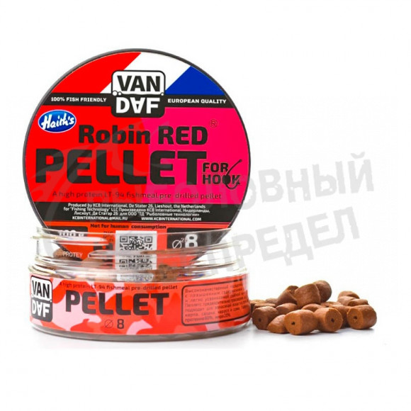Пеллетс насадочный Van Daf Robin Red с отверстием под волос 8mm 100g
