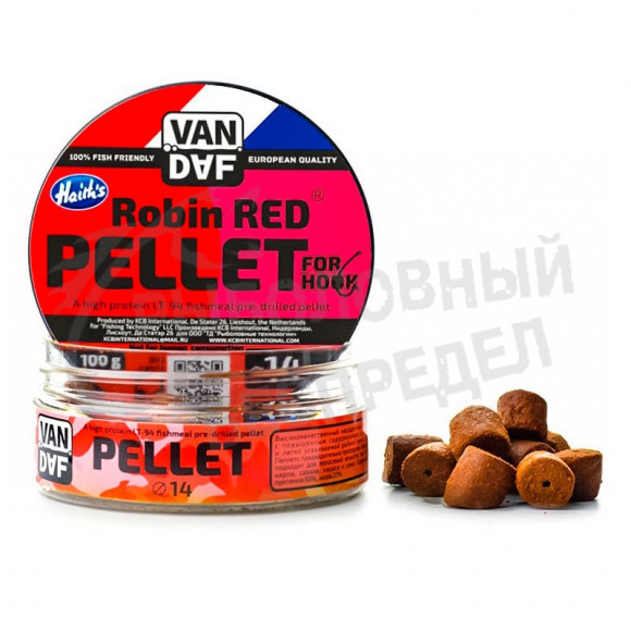 Пеллетс насадочный Van Daf Robin Red с отверстием под волос 14mm 100g